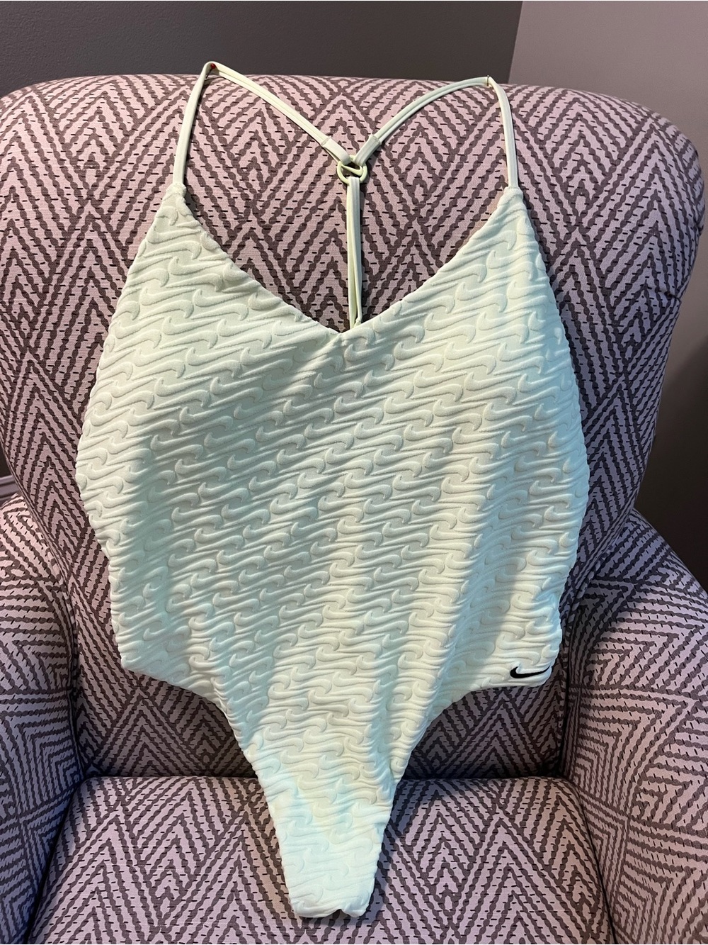 Nike Women's Chartreuse Textured Racerback One-Piece Swim Suit
